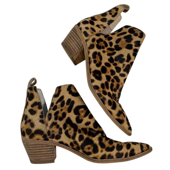 Sole Society Shoes - Sole Society Womens Heeled Ankle Bootie Size 6 Laurelah 2 Leopard Print Cow Hair